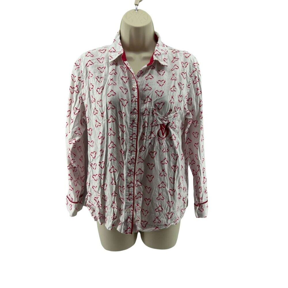 Victoria's Secret After Hours Candy Cane Hearts Pajama Top Womens Size Small